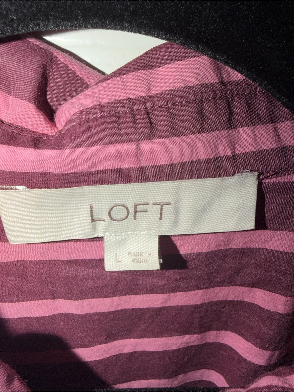 LOFT Mauve and Pink Striped Button-Down Shirt - Picture 7 of 8